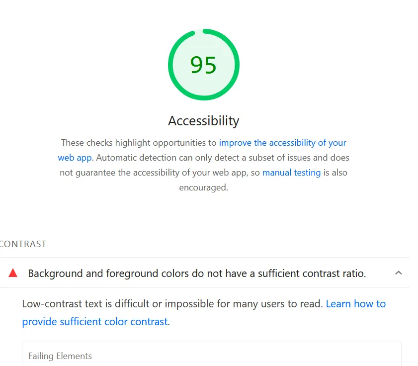 PageSpeed Accessibility Score