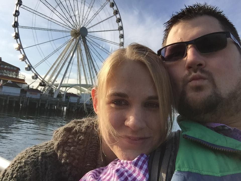 Manda and I in front of the Great Wheel at Pier 57